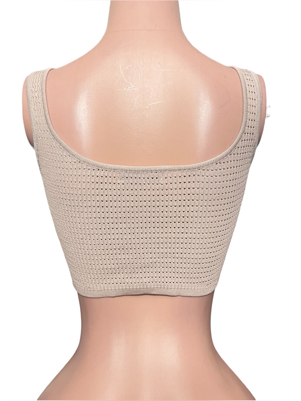 Seamless Knit Beige Crop Top - Picture 3 of 3